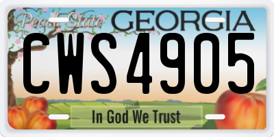 GA license plate CWS4905