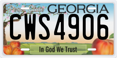 GA license plate CWS4906
