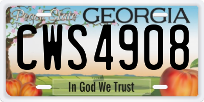 GA license plate CWS4908