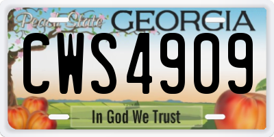 GA license plate CWS4909