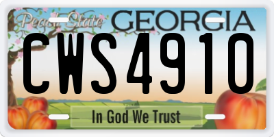 GA license plate CWS4910