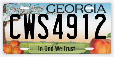 GA license plate CWS4912
