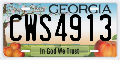 GA license plate CWS4913