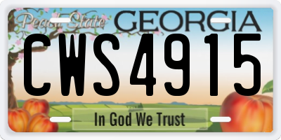 GA license plate CWS4915