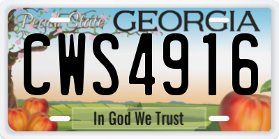 GA license plate CWS4916