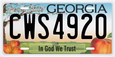 GA license plate CWS4920