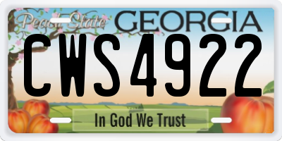 GA license plate CWS4922