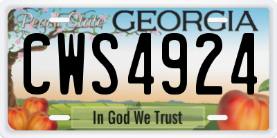 GA license plate CWS4924