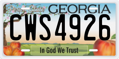GA license plate CWS4926