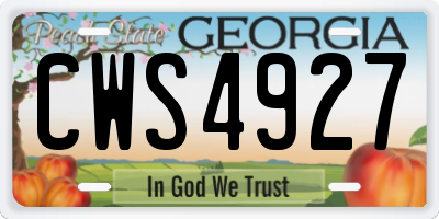 GA license plate CWS4927