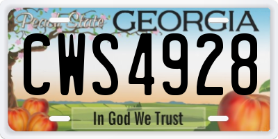GA license plate CWS4928