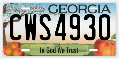 GA license plate CWS4930