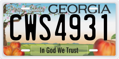 GA license plate CWS4931