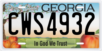 GA license plate CWS4932