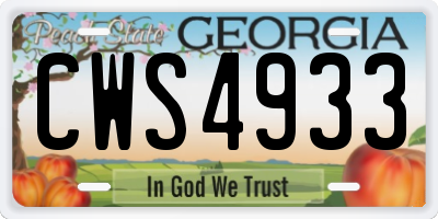 GA license plate CWS4933