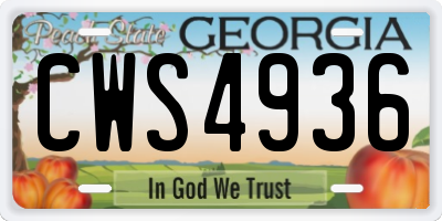 GA license plate CWS4936