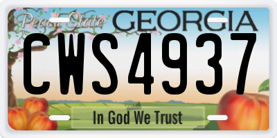 GA license plate CWS4937