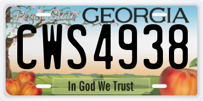 GA license plate CWS4938