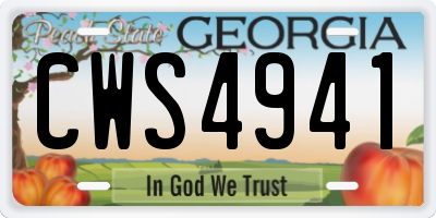 GA license plate CWS4941