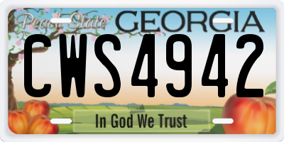 GA license plate CWS4942