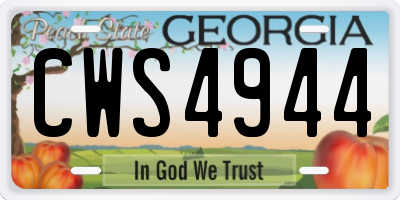 GA license plate CWS4944