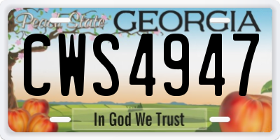 GA license plate CWS4947