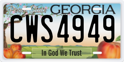 GA license plate CWS4949