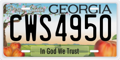 GA license plate CWS4950