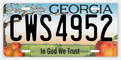 GA license plate CWS4952