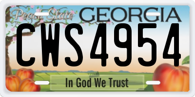 GA license plate CWS4954