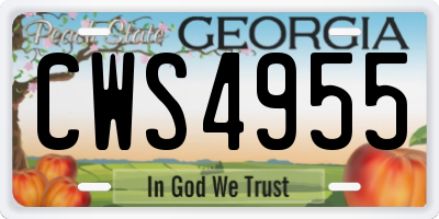 GA license plate CWS4955