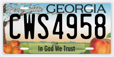 GA license plate CWS4958