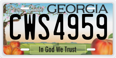 GA license plate CWS4959