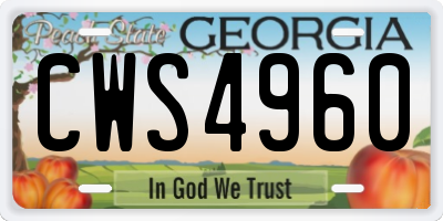 GA license plate CWS4960