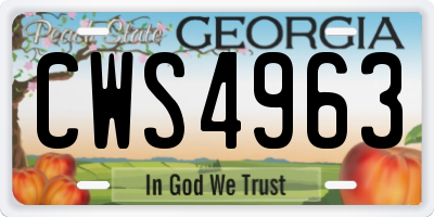 GA license plate CWS4963