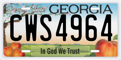 GA license plate CWS4964