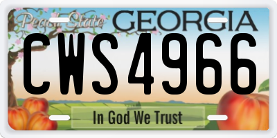 GA license plate CWS4966
