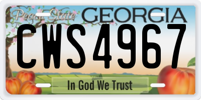 GA license plate CWS4967