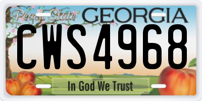GA license plate CWS4968