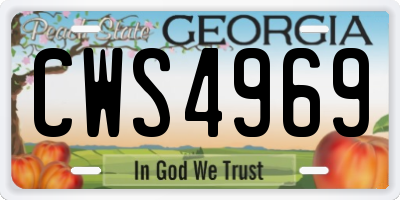 GA license plate CWS4969