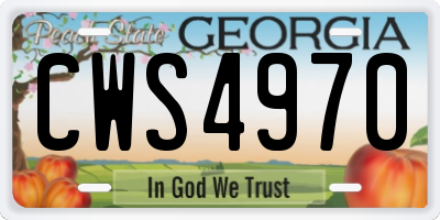 GA license plate CWS4970