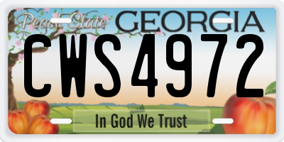 GA license plate CWS4972