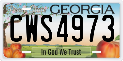 GA license plate CWS4973