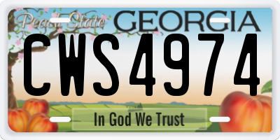 GA license plate CWS4974
