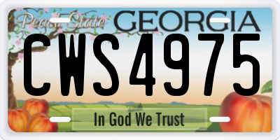 GA license plate CWS4975