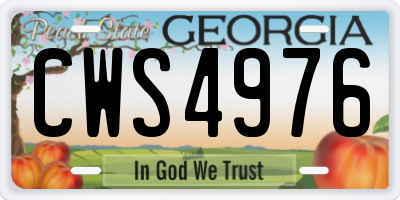 GA license plate CWS4976