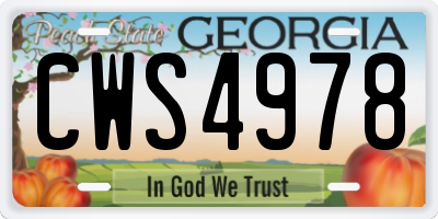 GA license plate CWS4978