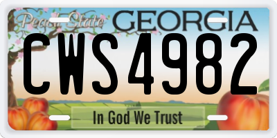 GA license plate CWS4982
