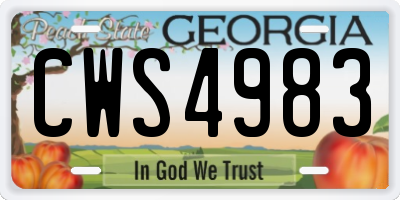 GA license plate CWS4983