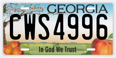 GA license plate CWS4996